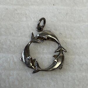 Vintage Sterling Silver Dolphin Pendant
